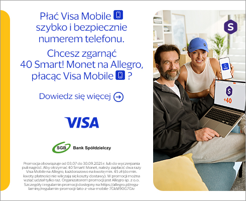 Płać Visa Mobile i zgarnij 40 Smart! Monet na Allegro