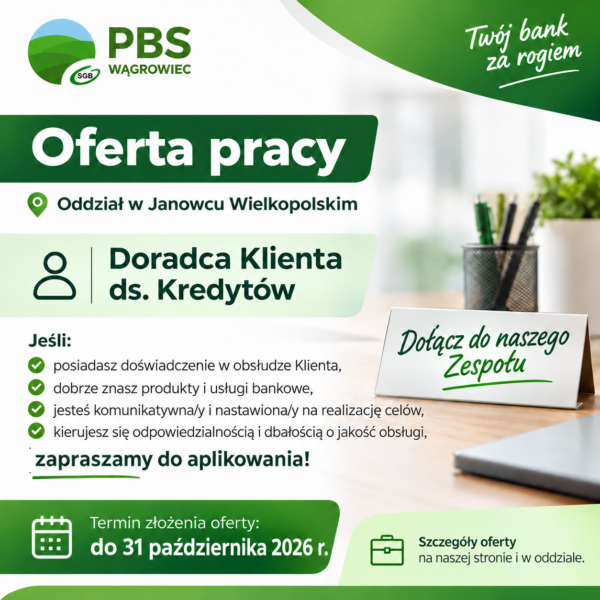 Dołącz do naszego Zespołu – Doradca Klienta ds. kredytów